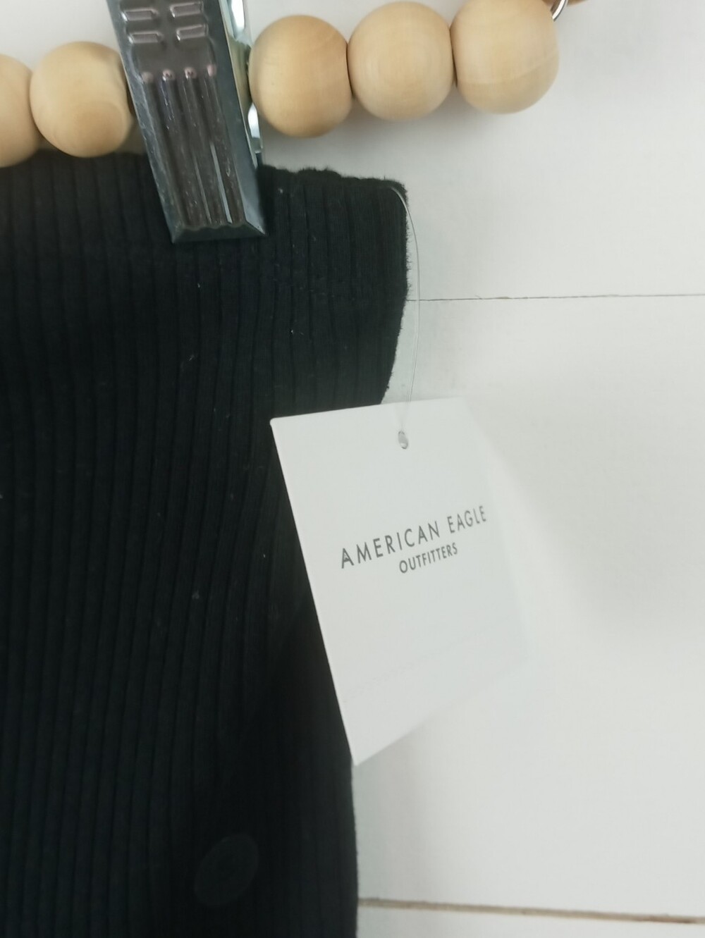 American Eagle Women's size S black ribbed tub top slits on side bottom hems - Picture 4 of 8